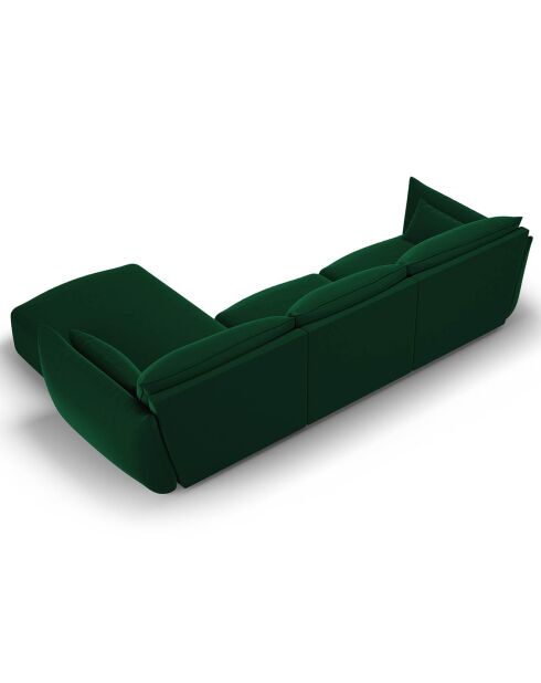 Canapé d'angle Droit Velours Clau 4 Places vert bouteille - 300x166x85 cm
