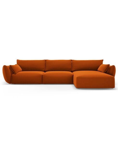 Canapé d'angle Droit Velours Clau 4 Places terracotta - 300x166x85 cm