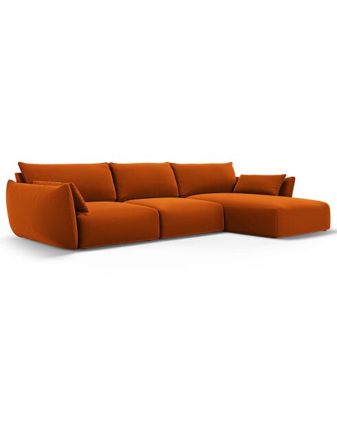 Canapé d'angle Droit Velours Clau 4 Places terracotta - 300x166x85 cm