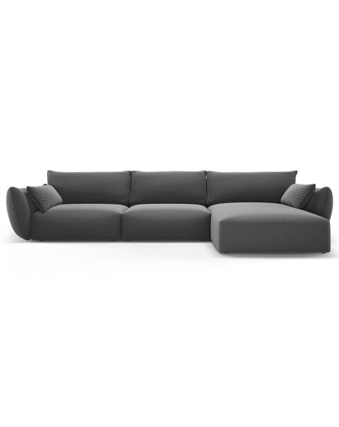 Canapé d'angle Droit Velours Clau 4 Places gris foncé - 300x166x85 cm