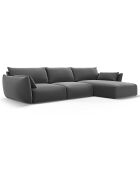 Canapé d'angle Droit Velours Clau 4 Places gris foncé - 300x166x85 cm