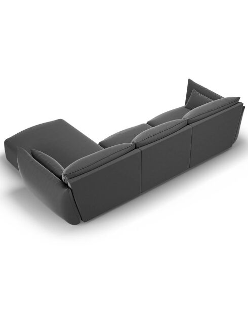 Canapé d'angle Droit Velours Clau 4 Places gris foncé - 300x166x85 cm