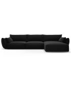 Canapé d'angle Droit Velours Clau 4 Places noir - 300x166x85 cm