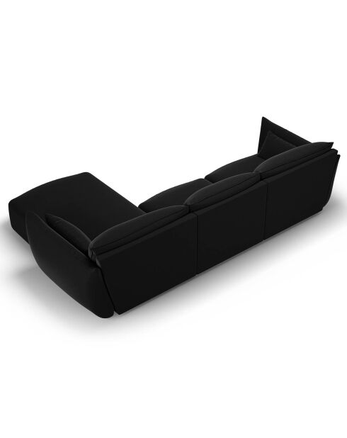 Canapé d'angle Droit Velours Clau 4 Places noir - 300x166x85 cm
