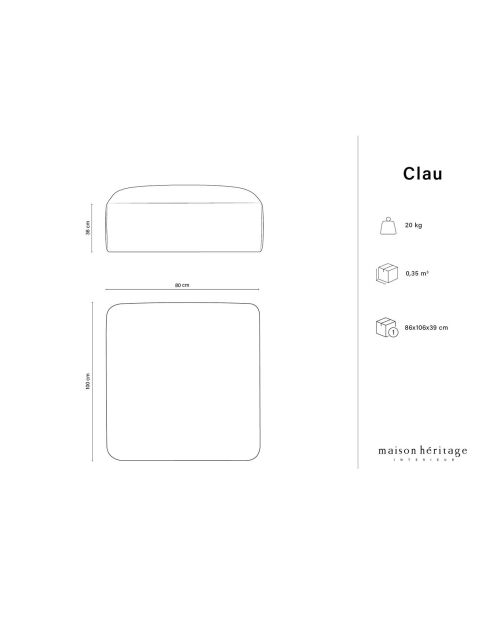 Pouf Velours Clau noir - 100x80x36 cm