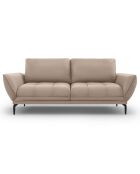 Canapé en Cuir Véritable Lea 3 Places gris clair - 188x95x87 cm