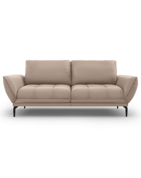 Canapé en Cuir Véritable Lea 3 Places gris clair - 188x95x87 cm