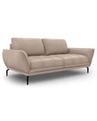 Canapé en Cuir Véritable Lea 3 Places gris clair - 188x95x87 cm