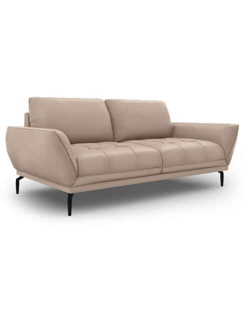 Canapé en Cuir Véritable Lea 3 Places gris clair - 188x95x87 cm