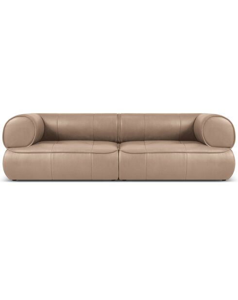 Canapé modulable en cuir véritable Lily 3 Places beige foncé - 234x105x74 cm