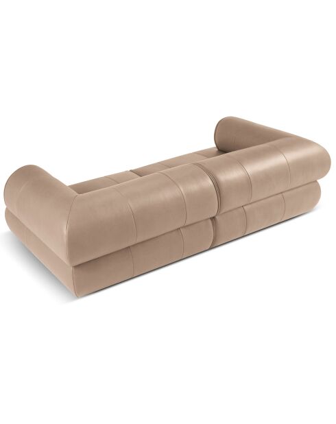 Canapé modulable en cuir véritable Lily 3 Places beige foncé - 234x105x74 cm