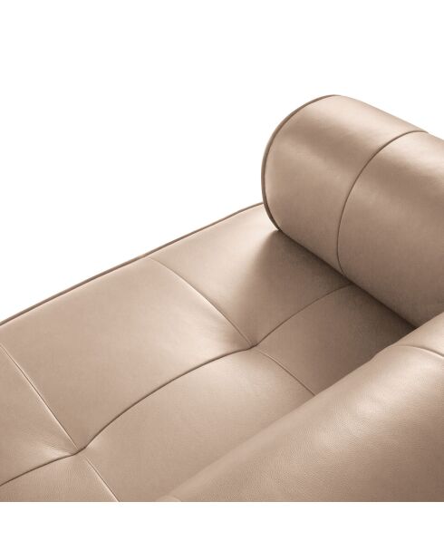 Canapé modulable en cuir véritable Lily 3 Places beige foncé - 234x105x74 cm
