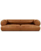 Canapé modulable en cuir véritable Lily 3 Places marron clair - 234x105x74 cm