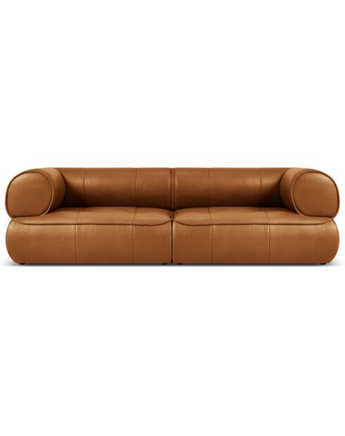 Canapé modulable en cuir véritable Lily 3 Places marron clair - 234x105x74 cm
