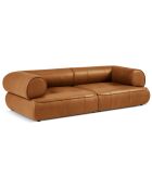 Canapé modulable en cuir véritable Lily 3 Places marron clair - 234x105x74 cm