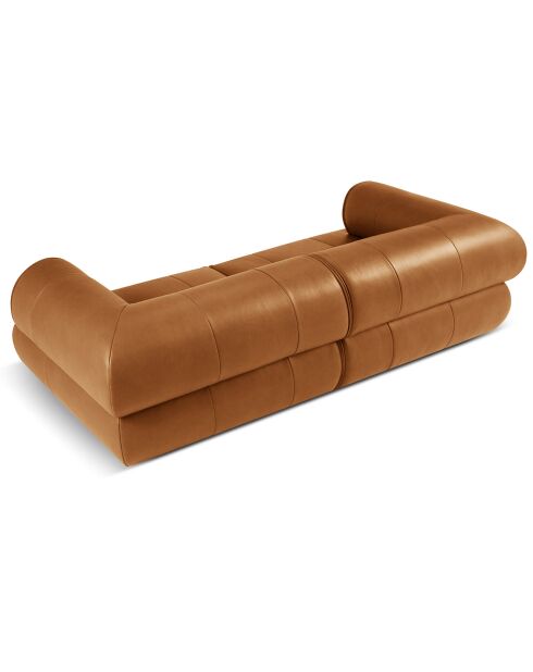 Canapé modulable en cuir véritable Lily 3 Places marron clair - 234x105x74 cm