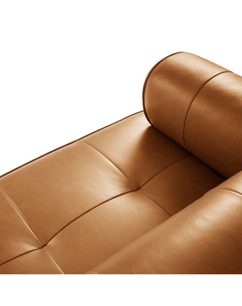 Canapé modulable en cuir véritable Lily 3 Places marron clair - 234x105x74 cm