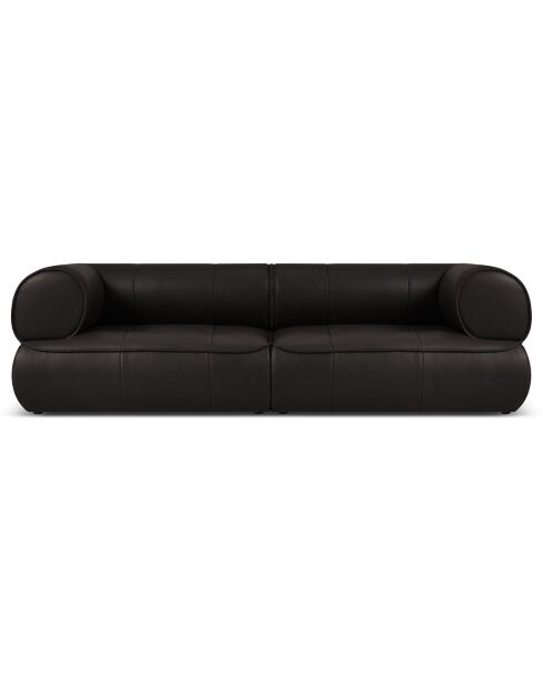 Canapé modulable en cuir véritable Lily 3 Places noir - 234x105x74 cm
