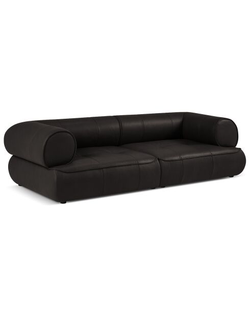 Canapé modulable en cuir véritable Lily 3 Places noir - 234x105x74 cm