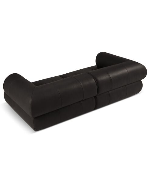 Canapé modulable en cuir véritable Lily 3 Places noir - 234x105x74 cm