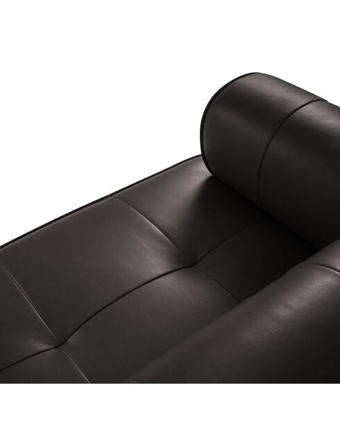 Canapé modulable en cuir véritable Lily 3 Places noir - 234x105x74 cm