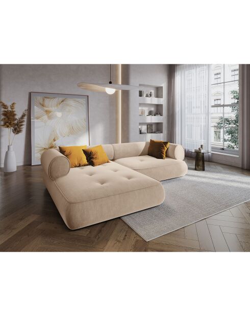 Canapé d'angle Gauche Modulaire Lily 4 Places beige - 261x188x74 cm