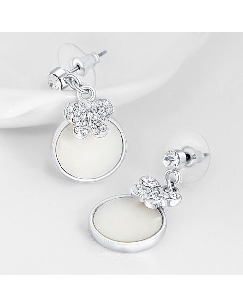 Springfly silber/weiße Ohrringe