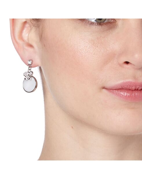 Springfly silber/weiße Ohrringe