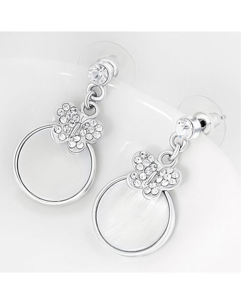 Springfly silber/weiße Ohrringe