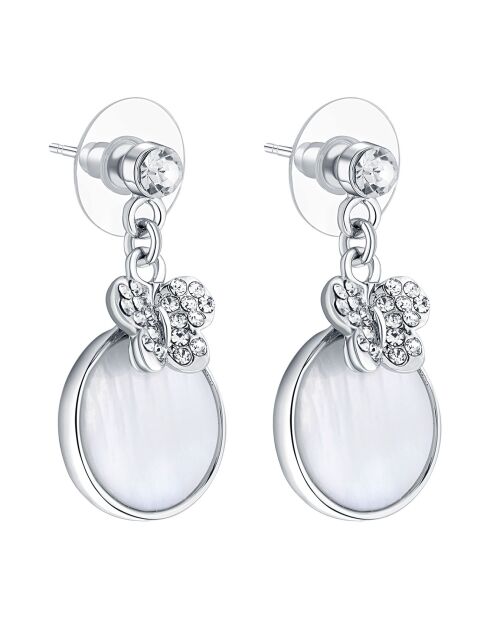 Springfly silber/weiße Ohrringe