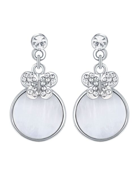 Springfly silber/weiße Ohrringe