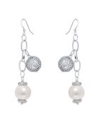 Zilver/witte oorbellen van Perlis