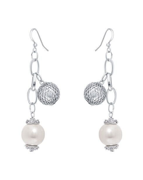 Zilver/witte oorbellen van Perlis