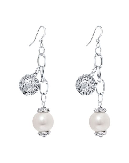 Zilver/witte oorbellen van Perlis