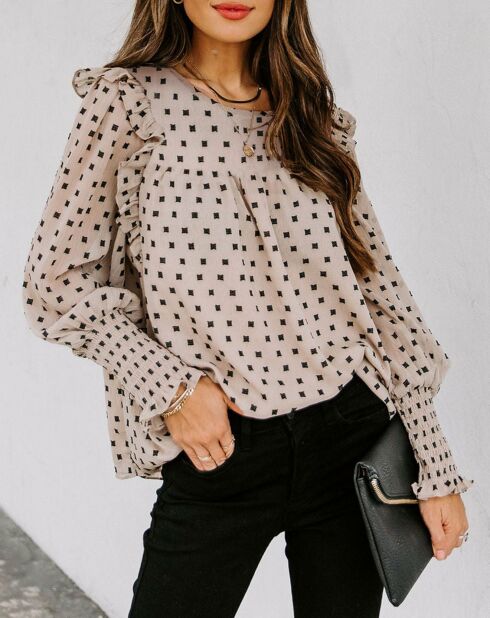 Blouse Camille beige/noir