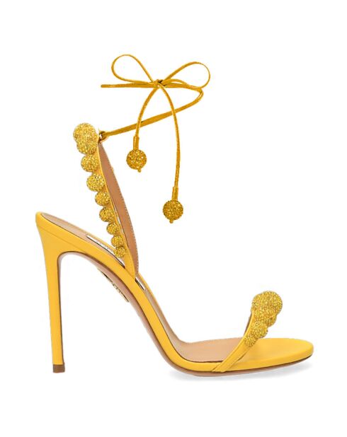 Sandales en Cuir Disco Dancer jaunes - Talon 10.5 cm