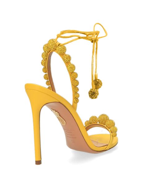 Sandales en Cuir Disco Dancer jaunes - Talon 10.5 cm