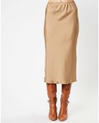 Beige satijnen rok met koorts