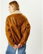 Manteau en fausse peau lainée Harrington camel