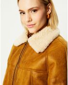 Manteau en fausse peau lainée Harrington camel