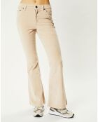 Pantalon en Velours côtelé Mid Rise Flare beige