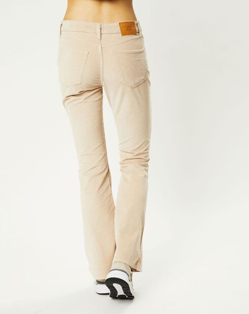 Pantalon en Velours côtelé Mid Rise Flare beige