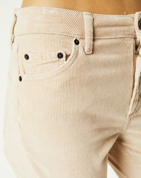 Pantalon en Velours côtelé Mid Rise Flare beige