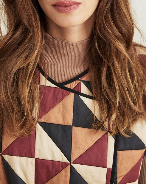 Veste Vanille imprimé triangle camel