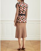 Veste Vanille imprimé triangle camel