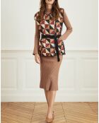 Veste Vanille imprimé triangle camel