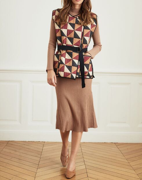 Veste Vanille imprimé triangle camel