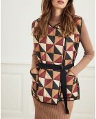 Veste Vanille imprimé triangle camel