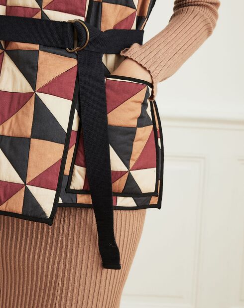 Veste Vanille imprimé triangle camel