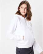 Sudadera con capucha para mujer con estampado en la espalda blanca